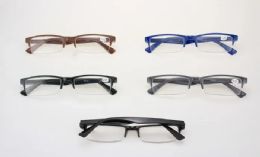 36 Pieces Unisex SemI-Rimless Rectangular Reading Glasses Assortment - Reading Glasses