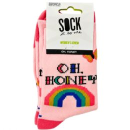 30 pieces Sock It To Me Womens Crew Socks In Oh Honey Design - Womens Crew Sock