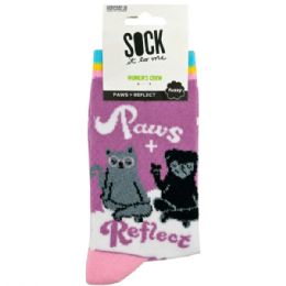 30 pieces Sock It To Me Womens Crew Socks In Paws And Reflect Design - Womens Crew Sock