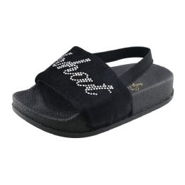 Wholesale Footwear Toddler Velour Rhinestone Slide (5-10)