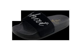 Wholesale Footwear Little Girl Velour Rhinestone Slide (11-3)