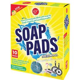 72 Pieces 10-Count Steelwool Soap Pad With Lemon - Scouring Pads & Sponges
