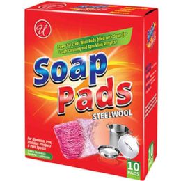 72 Pieces 10-Count Steelwool Soap Pad Pink - Scouring Pads & Sponges