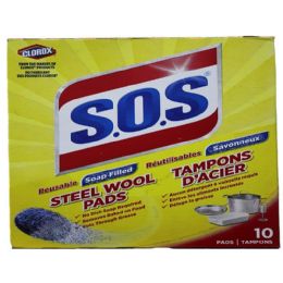 24 Pieces 10-Count Sos Steel Wool Pads - Scouring Pads & Sponges