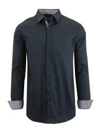 Men's Long Sleeve Classic Dress Shirts Black Size Small