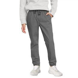 Boys Slim Fitting Cotton Stretch Classic Twill Joggers Drak Grey S