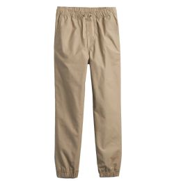 Boys Slim Fitting Cotton Stretch Classic Twill Joggers Khaki Small 8