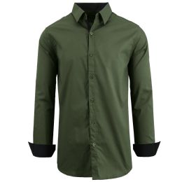 Men's Long Sleeve Classic Dress Shirts Olive S
