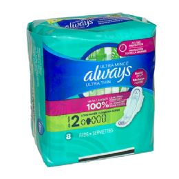 8 Pieces Always Ultra Thin Maxi Pads With WingS- 8 ct - Personal Care Items