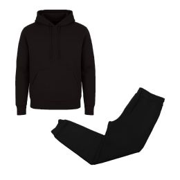12 Pieces Men's 2-Piece Fleece Pullover Hoodie And Jogger Set Black Size Small - Mens Sweatpants