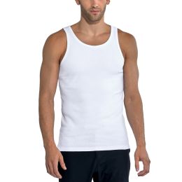 Wholesale Footwear Men's Classic Ribbed Tank Top White Small 5-Pack