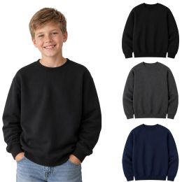 Youth Cotton Crew Neck Sweat Shirt Assorted Black Navy Gray Size Small