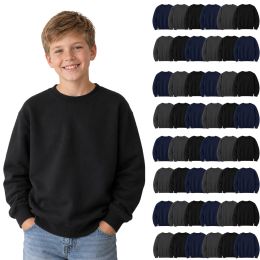 Youth Cotton Crew Neck Sweat Shirt Assorted Black Navy Gray Size Small