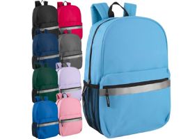 24 Wholesale 17-Inch Safety Reflective Backpack With Side Pocket - 9 Color Assortment