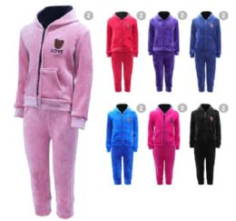 36 Pieces Kids' Fleece Bear Hoodie & Jogger 2-Piece Set Sizes 5-7, 7-9, 9-11 - Junior Kids Winter Wear