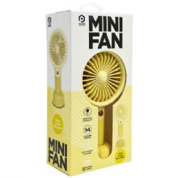 12 pieces Pom Gear Rechargeable 3-Speed Mini Fan With Desk Stand In Yellow - Store