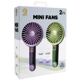 6 pieces 2 Pack Pom Gear Rechargeable 3-Speed Mini Fan With Desk Stand In Lavender & Green - Store