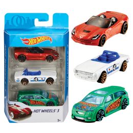 24 pieces Hot Wheels Basic Car 3-Pack - Car, Planes, Trains & Bikes