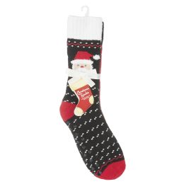 60 pieces 2-Pair Christmas Novelty Crew Socks With Grippers - Womens Crew Sock