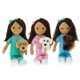24 pieces Nurse Dolls With Puppies - Dark Skin - Dolls & Accessories