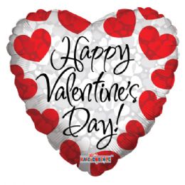 100 pieces Happy Valentine's Day Prismatic Hearts Foil Balloon - Balloons & Balloon Holder