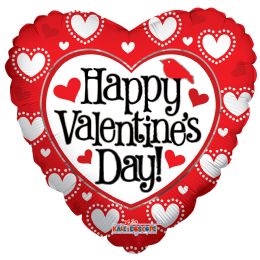 100 pieces Valentine Foil Balloon - Red & White Happy Valentine's Day - Balloons & Balloon Holder