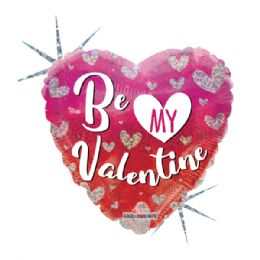 100 pieces Be My Valentine Holographic Heart Foil Balloon - Balloons & Balloon Holder