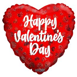 100 pieces Valentine Hearts Sparkle Foil Balloon - Bagged - Balloons & Balloon Holder