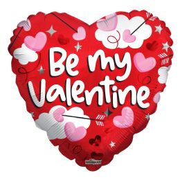 100 pieces Be My Valentine Clouds And Arrows Foil Balloon - Bagged - Balloons & Balloon Holder