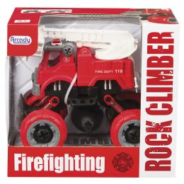 12 pieces Rock Climber Fire Truck Pullback Toy - TakE-Apart Construction Vehicle With Screwdriver - Car, Planes, Trains & Bikes