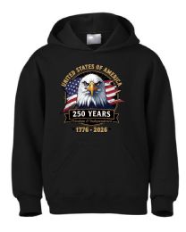 6 Pieces United State Of America 250 Freedom & Independence Usa Eagle Black Color Hoody Xxxl - Mens Sweat Shirt