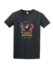 12 Pieces UNITED STATE OF AMERICAN 250 ANNIVERSARY USA Eagle Dark Heather Color T-Shirt XXXL - Patriotic Tees
