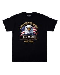 6 Pieces UNITED STATE OF AMERICAN 250 Freedom & Independence USA Eagle Black Color T-Shirt XXL - Patriotic Tees