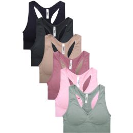 216 Wholesale Sofra Ladies Seamless Racerback Sports Bra
