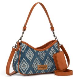 4 Pieces Wrangler Aztec Studded Denim Shoulder Bag with Mini Pouch - Jean - Handbags