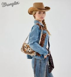 4 Pieces Wrangler Leopard Print Canvas Shoulder Bag with Chain Strap - Beige - Shoulder Bags & Messenger Bags