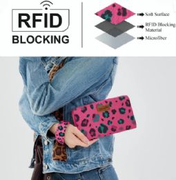 4 Pieces Wrangler Leopard Print Wallet/wristlet - Hot Pink - Leather Wallets
