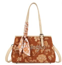 4 Pieces Wrangler Floral Printed Braided Scarf Tote/Crossbody Bag - Brown - Tote Bags & Slings