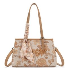 4 Pieces Wrangler Floral Printed Braided Scarf Tote/crossbody Bag - Gold - Tote Bags & Slings