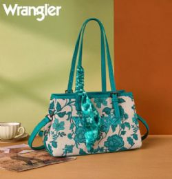 4 Pieces Wrangler Floral Printed Braided Scarf Tote/crossbody Bag - Turquoise - Tote Bags & Slings