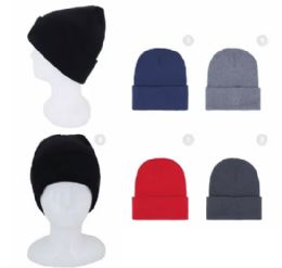 144 Wholesale Kids Classic Solid Cuffed Winter Beanie Hat