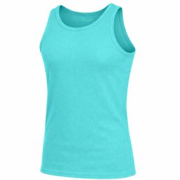 Wholesale Footwear Men's Heavyweight Ribbed Tank Top Aqua Size M