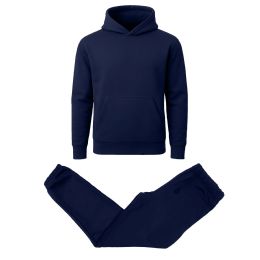 12 Packs Men's Heavyweight Soft Fleece Pullover Hoodie & Jogger Set Navy Size S - Mens Sweat Shirt