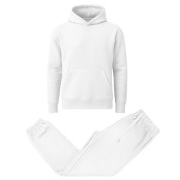 12 Packs Men's Heavyweight Soft Fleece Pullover Hoodie & Jogger Set White Size S - Mens Sweat Shirt