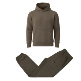 12 Packs Men's Heavyweight Soft Fleece Pullover Hoodie & Jogger Set Dark Khaki Size S - Mens Sweat Shirt