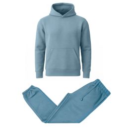 12 Packs Men's Heavyweight Soft Fleece Pullover Hoodie & Jogger Set Smokey Blue Size S - Mens Sweat Shirt
