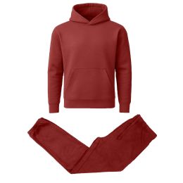 12 Packs Men's Heavyweight Soft Fleece Pullover Hoodie & Jogger Set Brick Size S - Mens Sweat Shirt