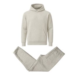 12 Packs Men's Heavyweight Soft Fleece Pullover Hoodie & Jogger Set Light Oatmeal Size S - Mens Sweat Shirt