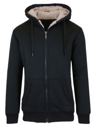 8 Packs Men's Heavyweight Sherpa FleecE-Lined Full Zip Hoodie Black M - Mens Sweat Shirt