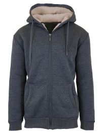 8 Packs Men's Heavyweight Sherpa FleecE-Lined Full Zip Hoodie Charcoal M - Mens Sweat Shirt